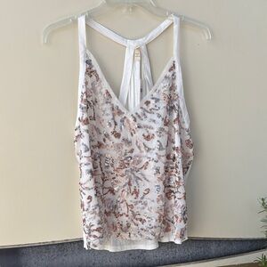 Elegant Sequin Women's Camisole in White and Brown